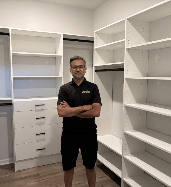 Installer in a finished closet